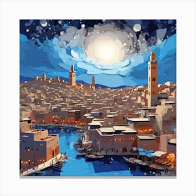 City At Night Morocco Canvas Print