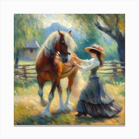 Girl And A Horse 2 Canvas Print