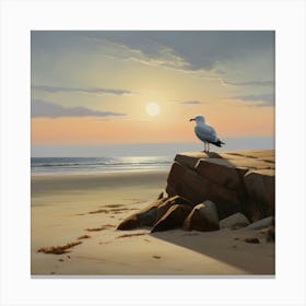 Seagull On The Beach 2 Canvas Print