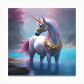 Unicorn In The Water 5 Canvas Print