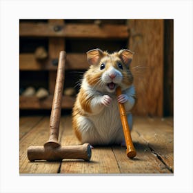 Hamster With Hammer 4 Canvas Print