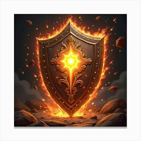 A Glowing Enchanted Shield Blocking A Fiery Attack 1 Canvas Print