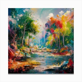 A stunning oil painting of a vibrant and abstract watercolor 14 Canvas Print