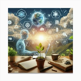 Human In A Computer Canvas Print