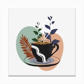 Coffee Cup With Leaves 3 Canvas Print
