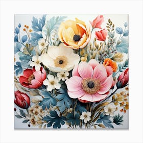 Watercolor Flowers Painting Canvas Print