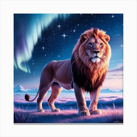 Lion In The Night Sky Canvas Print