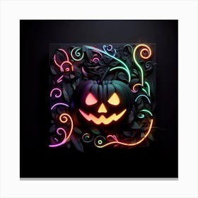 Halloween Neon Pumpkin Art Canvas Print