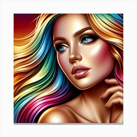 Beautiful Girl With Colorful Hair 2 Canvas Print