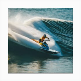 Jet Skier Riding A Wave Canvas Print