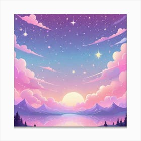 Sky With Twinkling Stars In Pastel Colors Square Composition 247 Canvas Print