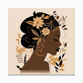 Portrait Of A Woman With Flowers Canvas Print