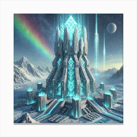 A Futuristic Sci Fi Depiction Of Frostspire Tower Canvas Print