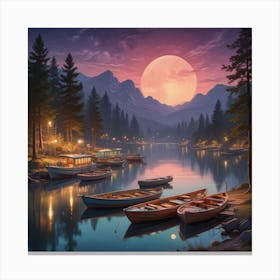 Moonlight On The Lake 6 Canvas Print