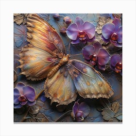 Butterfly And Orchids 3 Canvas Print