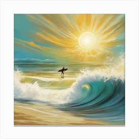 Surfer On The Beach Canvas Print