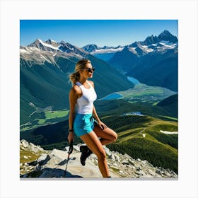 Woman Hiking In The Mountains 2 Canvas Print