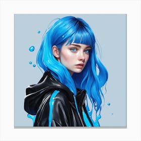 Blue Slime Haired Girl portrait Canvas Print