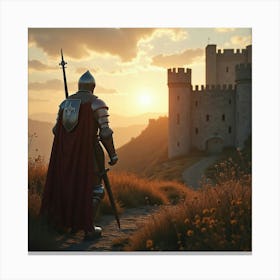 Knight At Sunset Canvas Print