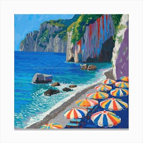 The Amalfi Coast Series in Style of David Hockney 4 Canvas Print