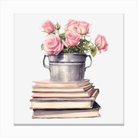 Roses In A Bucket 4 Canvas Print