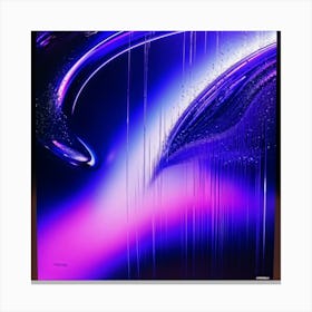 A Futuristic 1980s Poster Adorned With Iridescent Purple And Violet Waves Cascading Dynamically Dow (1) Canvas Print