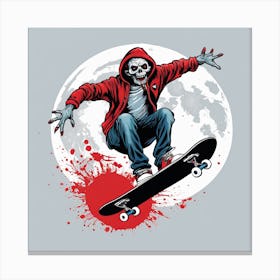 Halloween Zombi An A Skateboard Painting (15) Canvas Print