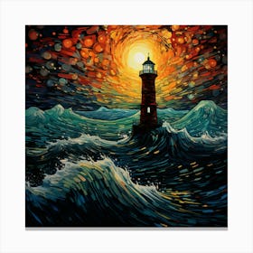 Lighthouse In The Ocean Canvas Print