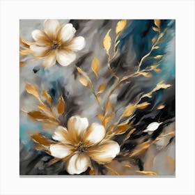 Gold And White Flowers 2 Canvas Print