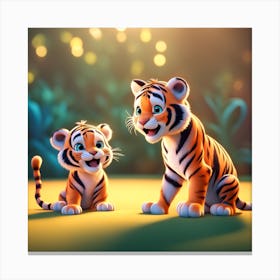 Tiger And Tiger Cub Canvas Print