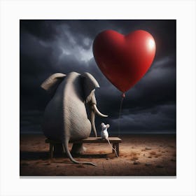 Elephant And Mouse Canvas Print