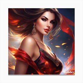 Woman In A Red Dress Canvas Print