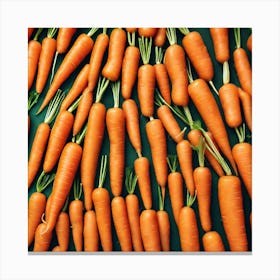 Carrots On Green Background Canvas Print