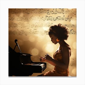 Woman Playing Piano Canvas Print
