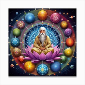 Guru In Lotus Lotus Canvas Print