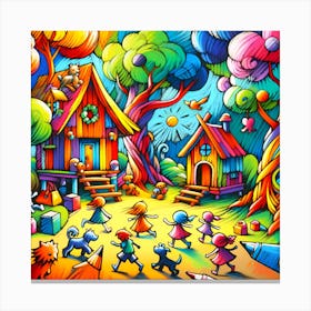 Super Kids Creativity:Colorful Children'S House Canvas Print