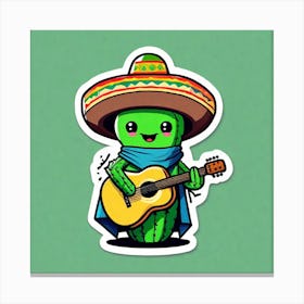 Cactus Playing Guitar 19 Canvas Print