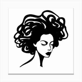 Portrait Of A Woman With Curly Hair 1 Canvas Print