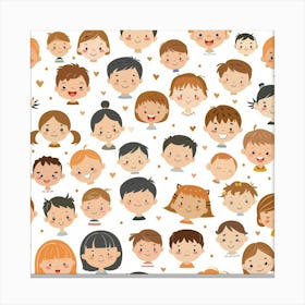 Children'S Faces Seamless Pattern 2 Canvas Print