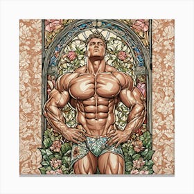 Muscle Man in Stained Glass: Captivating Fusion of Strength and Artistry Canvas Print