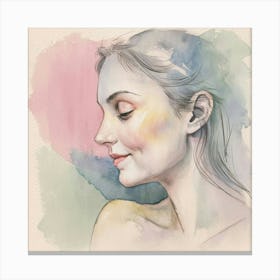 Watercolor Portrait Of A Woman 14 Canvas Print