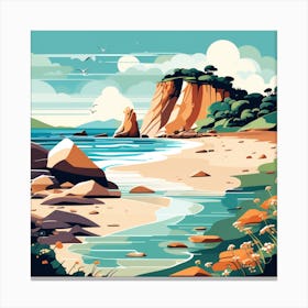 Beach Landscape Painting Canvas Print