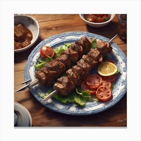 Kebabs On A Plate 2 Canvas Print