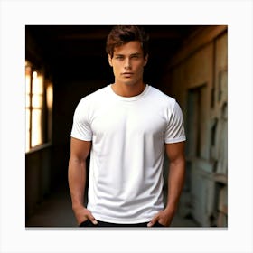 Mock Up Cotton Casual Wearable Printed Graphic Plain Fitted Loose Crewneck V Neck Sleeve (11) Canvas Print