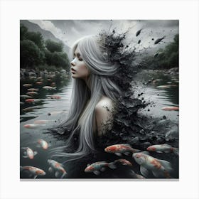 Girl In The Water Canvas Print