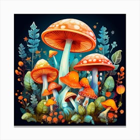 Mushrooms In The Forest 50 Canvas Print