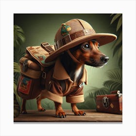 Terrier dressed as a jungle explorer 1 Canvas Print