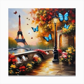 Paris With Butterflies 84 Canvas Print