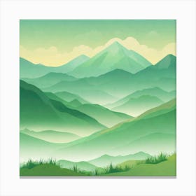 Misty mountains background in green tone 22 Canvas Print