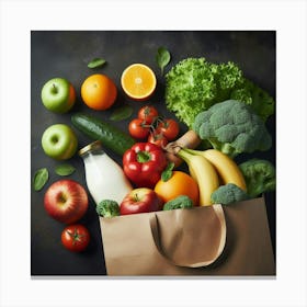Shopping Bag With Fruits And Vegetables 1 Canvas Print